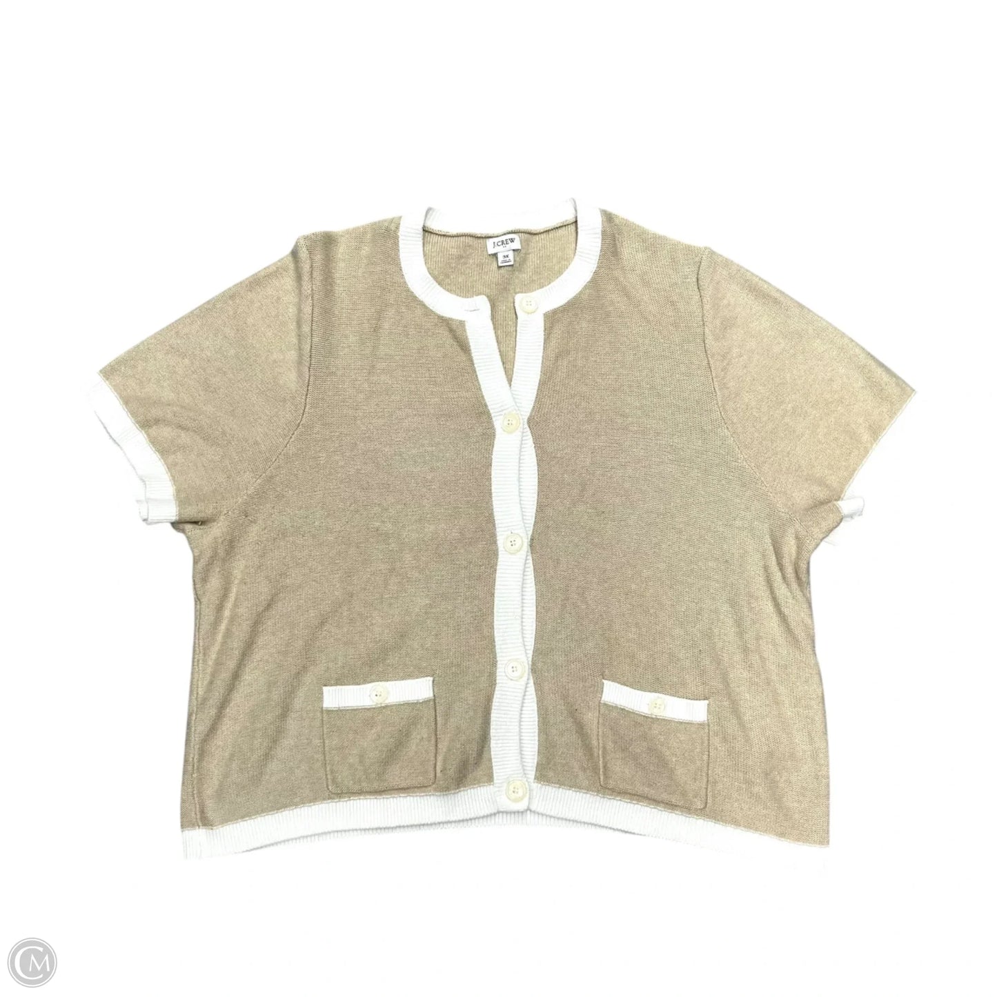 Sweater Cardigan By J. Crew In Tan & White, Size: 3x