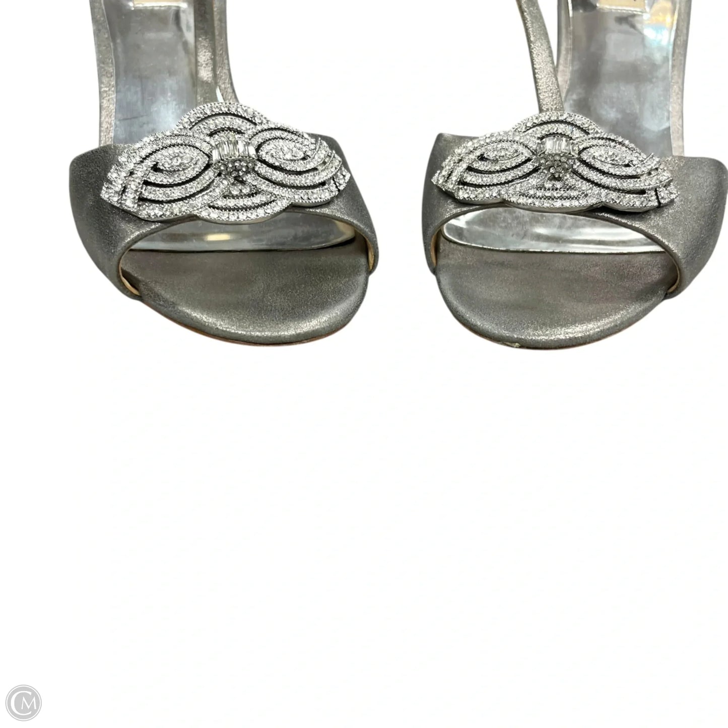 Sandals Heels Wedge By Badgley Mischka In Silver, Size: 7
