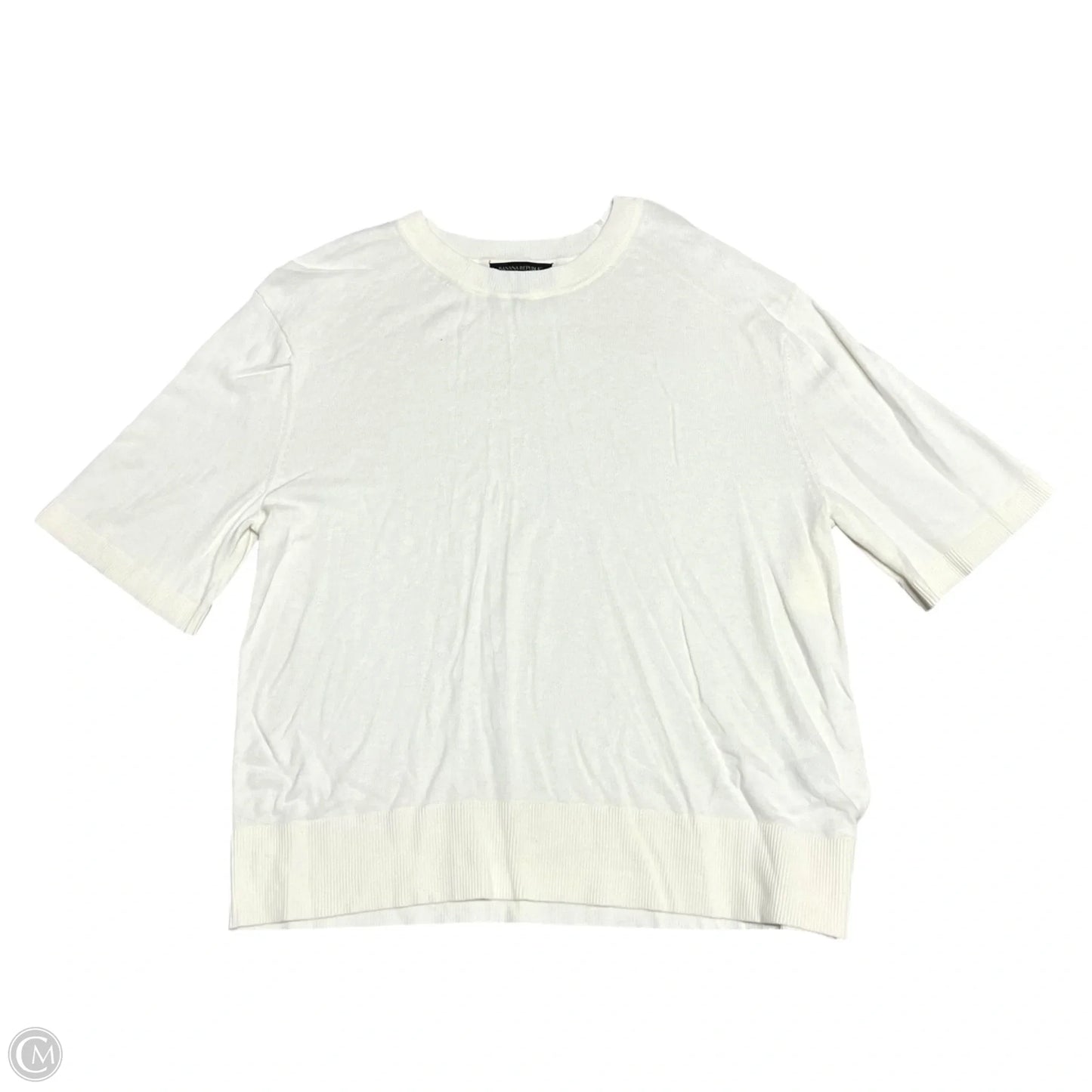 Sweater Short Sleeve By Banana Republic In Cream, Size: M