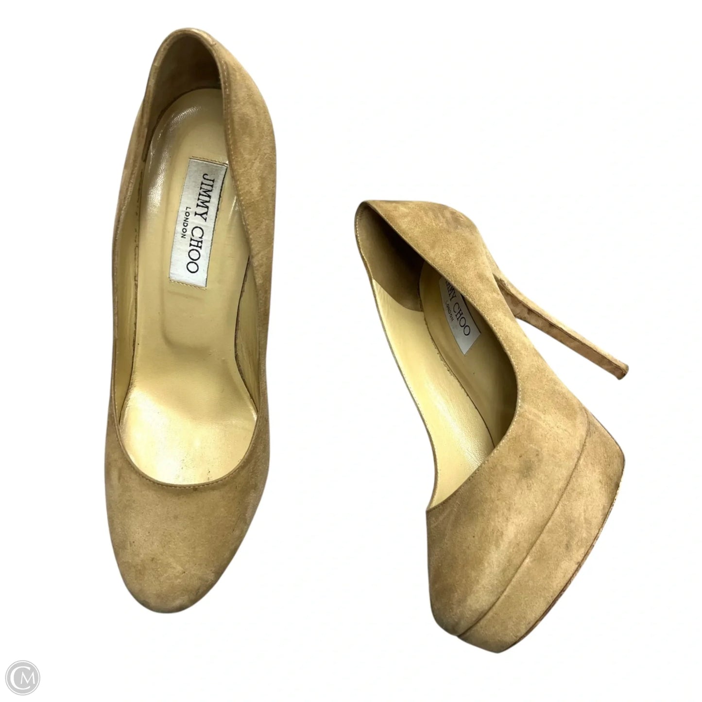 Shoes Luxury Designer By Jimmy Choo In Tan, Size: 8.5