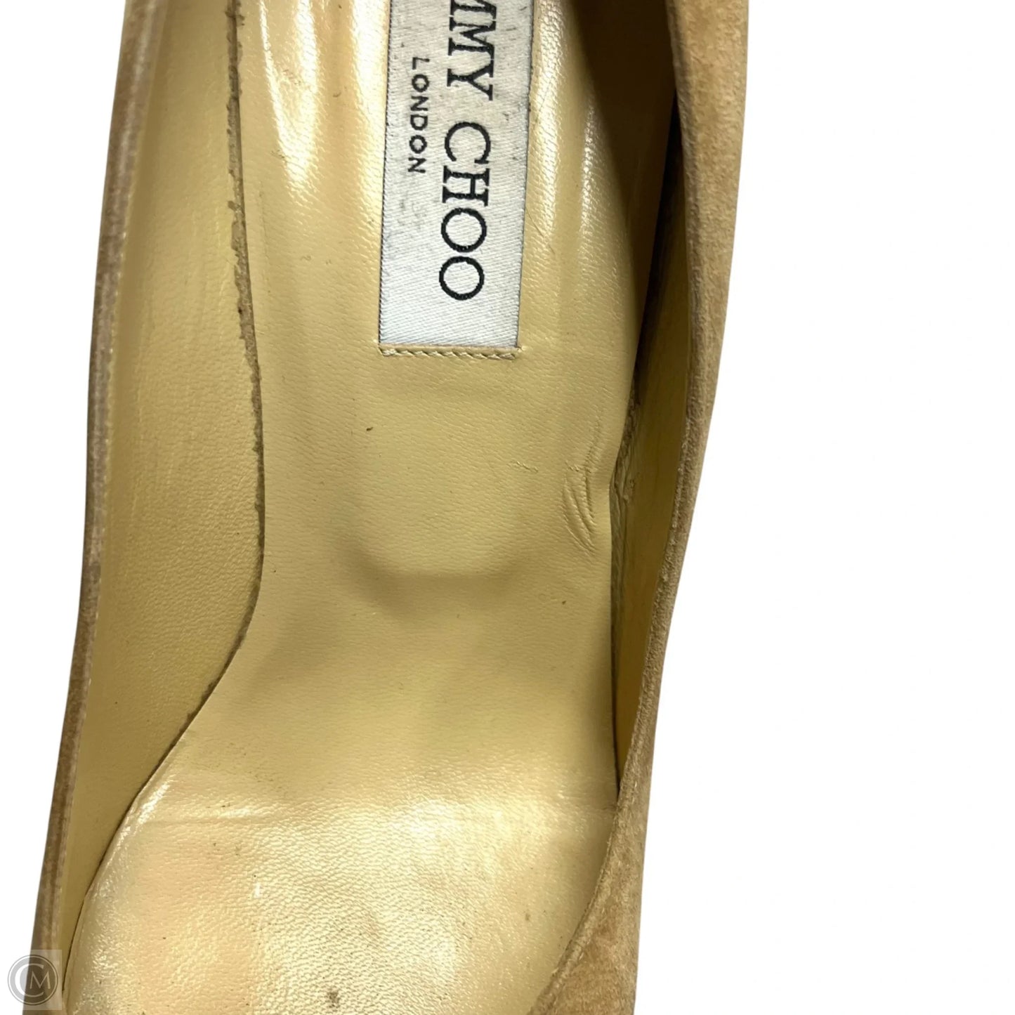 Shoes Luxury Designer By Jimmy Choo In Tan, Size: 8.5