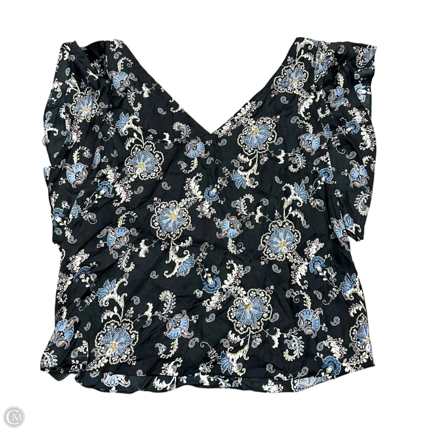 Top Sleeveless By Rebecca Taylor In Black & Blue, Size: Xl