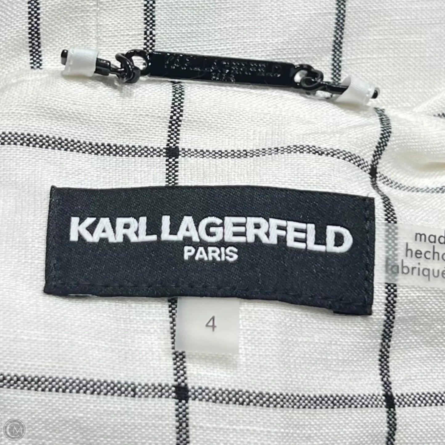 Blazer Designer By Karl Lagerfeld In Black & White, Size: S