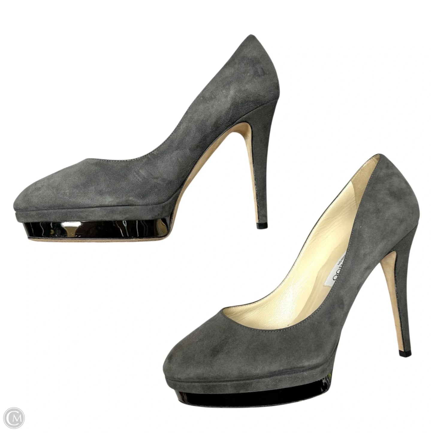 Shoes Luxury Designer By Jimmy Choo In Grey, Size: 10.5