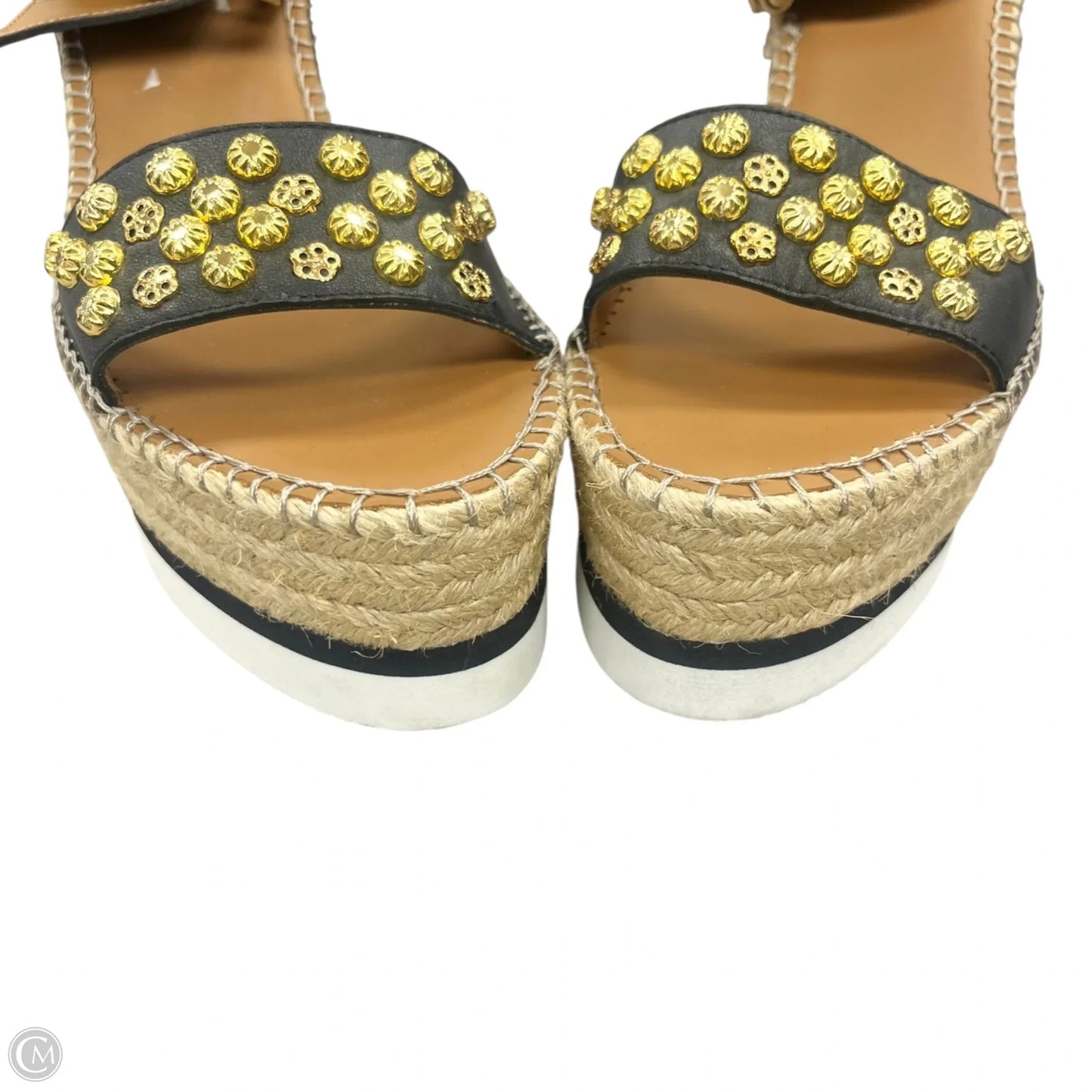 Sandals Designer By See By Chloe In Black & Gold, Size: 10.5