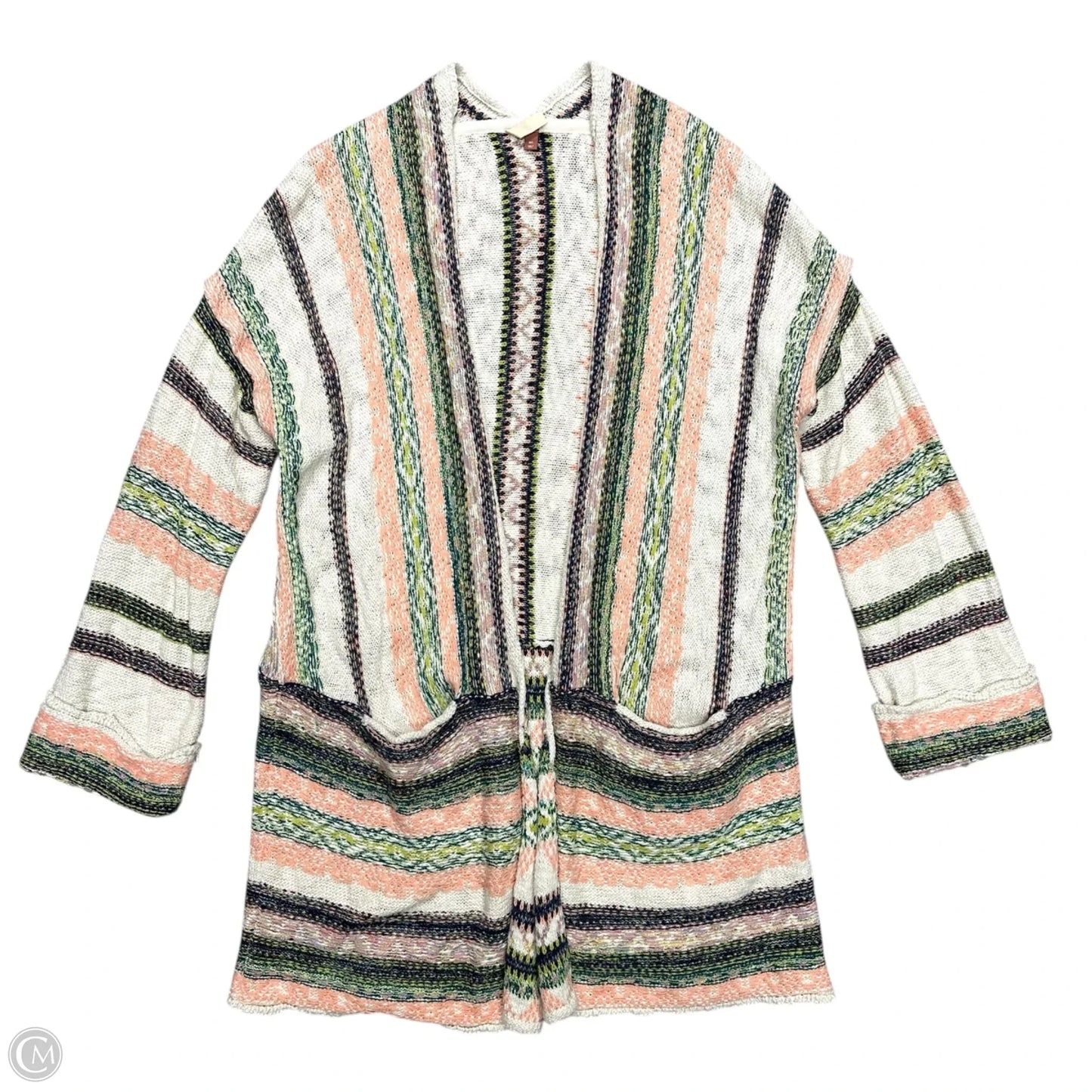 Sweater Cardigan By Pilcro In Cream & Green, Size: M
