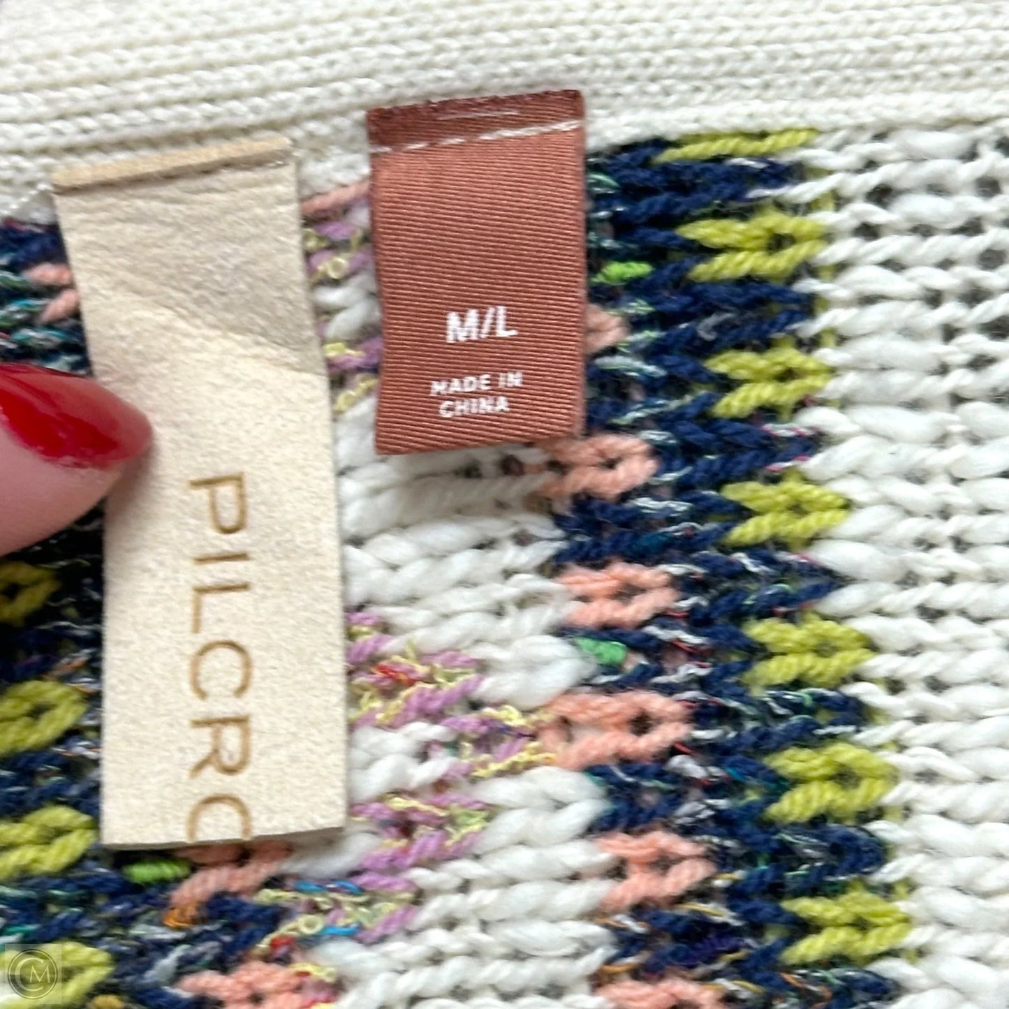 Sweater Cardigan By Pilcro In Cream & Green, Size: M