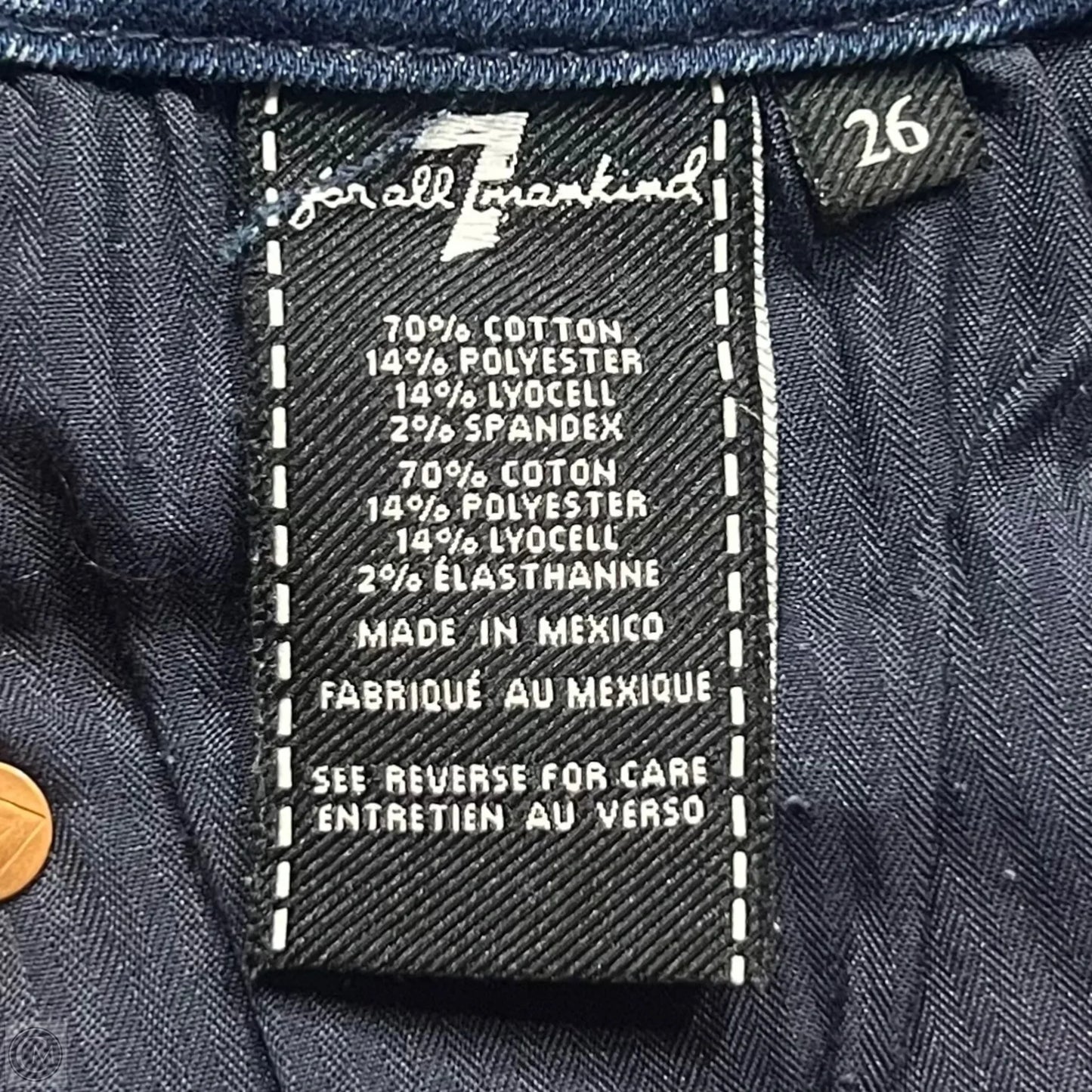 Jeans Cropped By 7 For All Mankind In Blue Denim, Size: 2