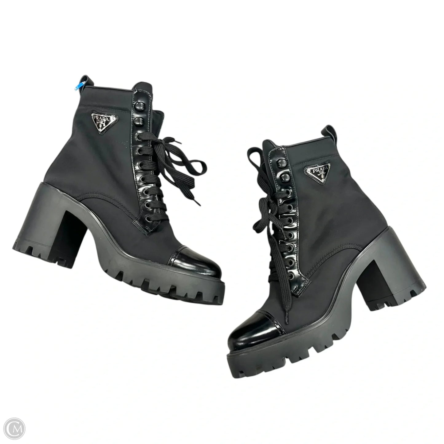 Boots Luxury Designer By Prada In Black, Size: 7