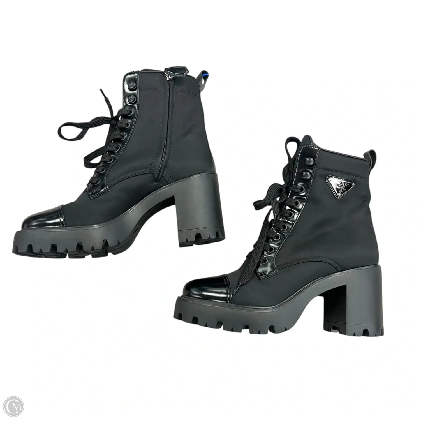 Boots Luxury Designer By Prada In Black, Size: 7