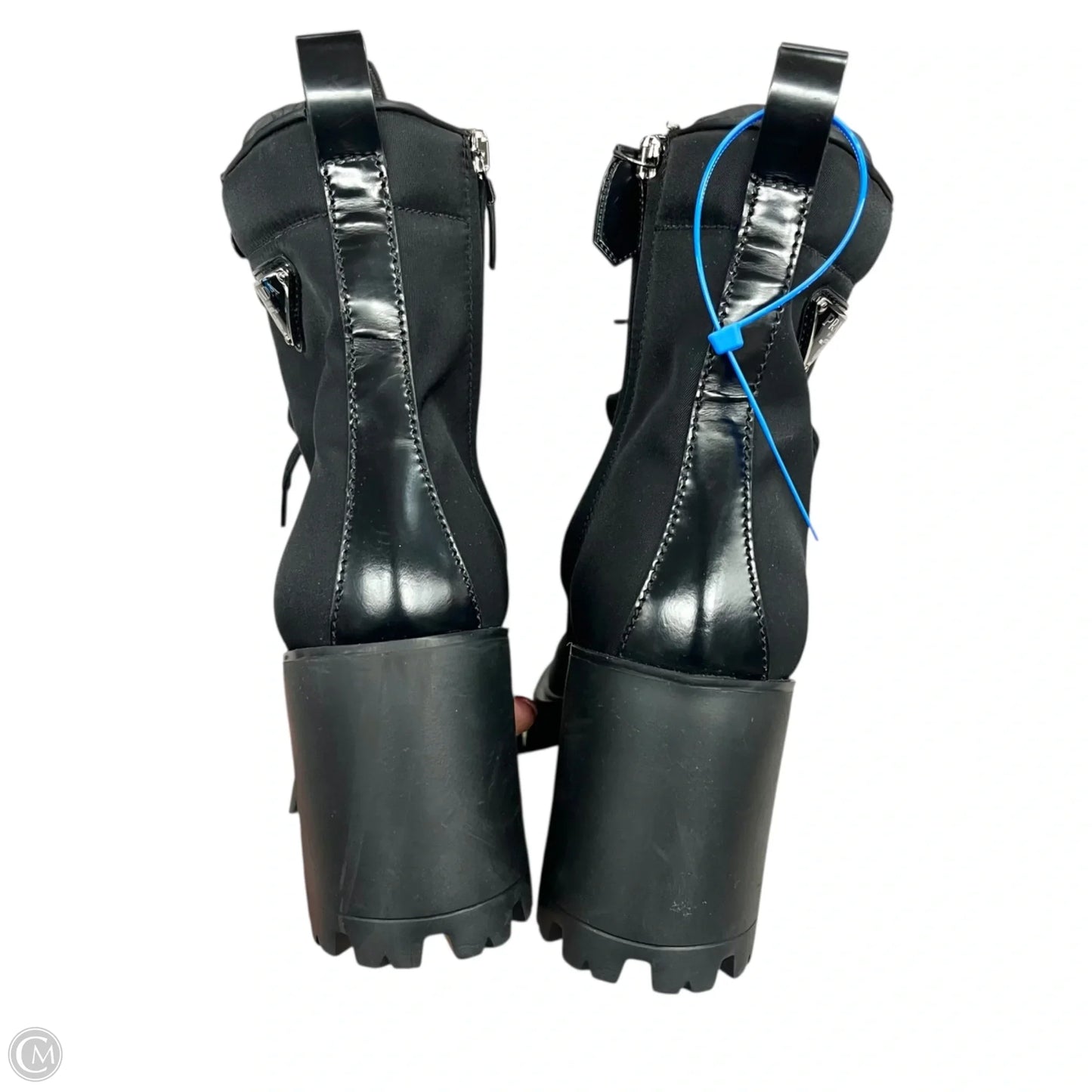 Boots Luxury Designer By Prada In Black, Size: 7