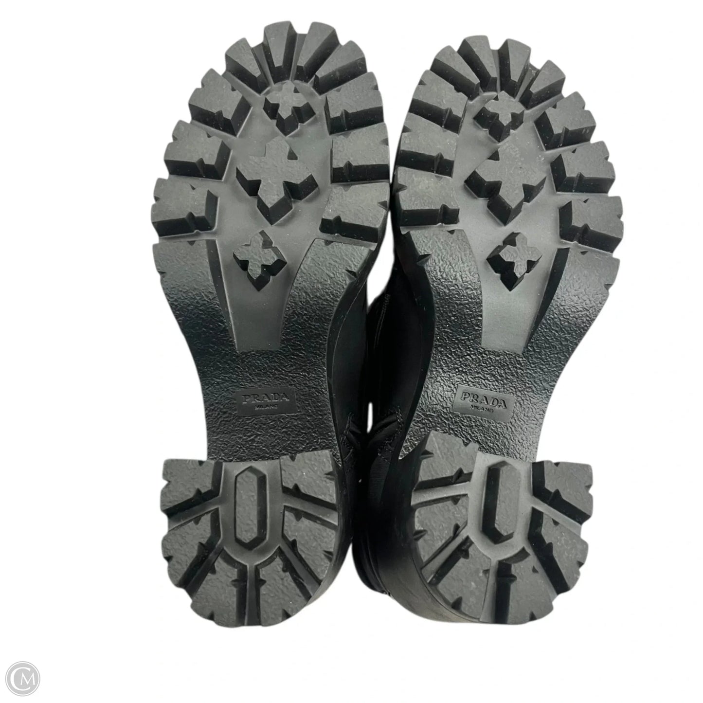 Boots Luxury Designer By Prada In Black, Size: 7