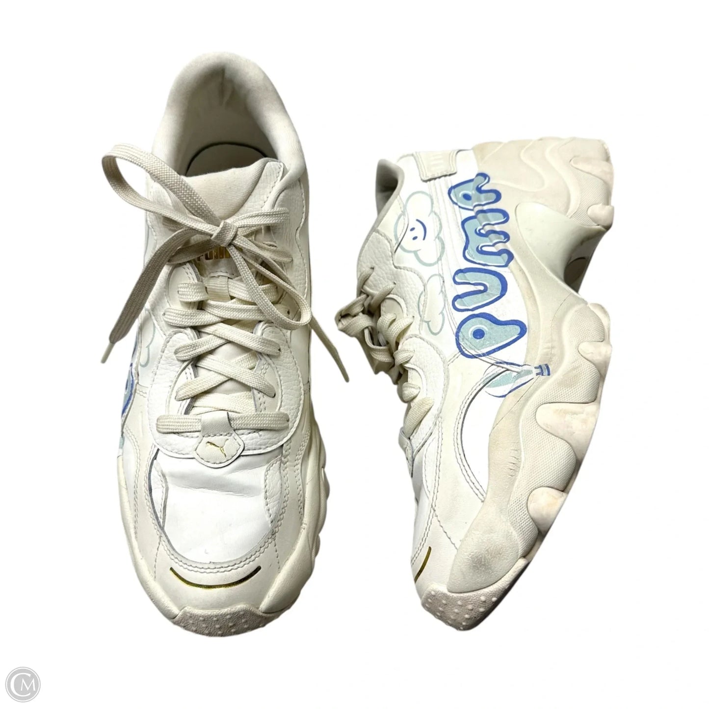 Shoes Sneakers By Puma In Blue & Cream, Size: 10