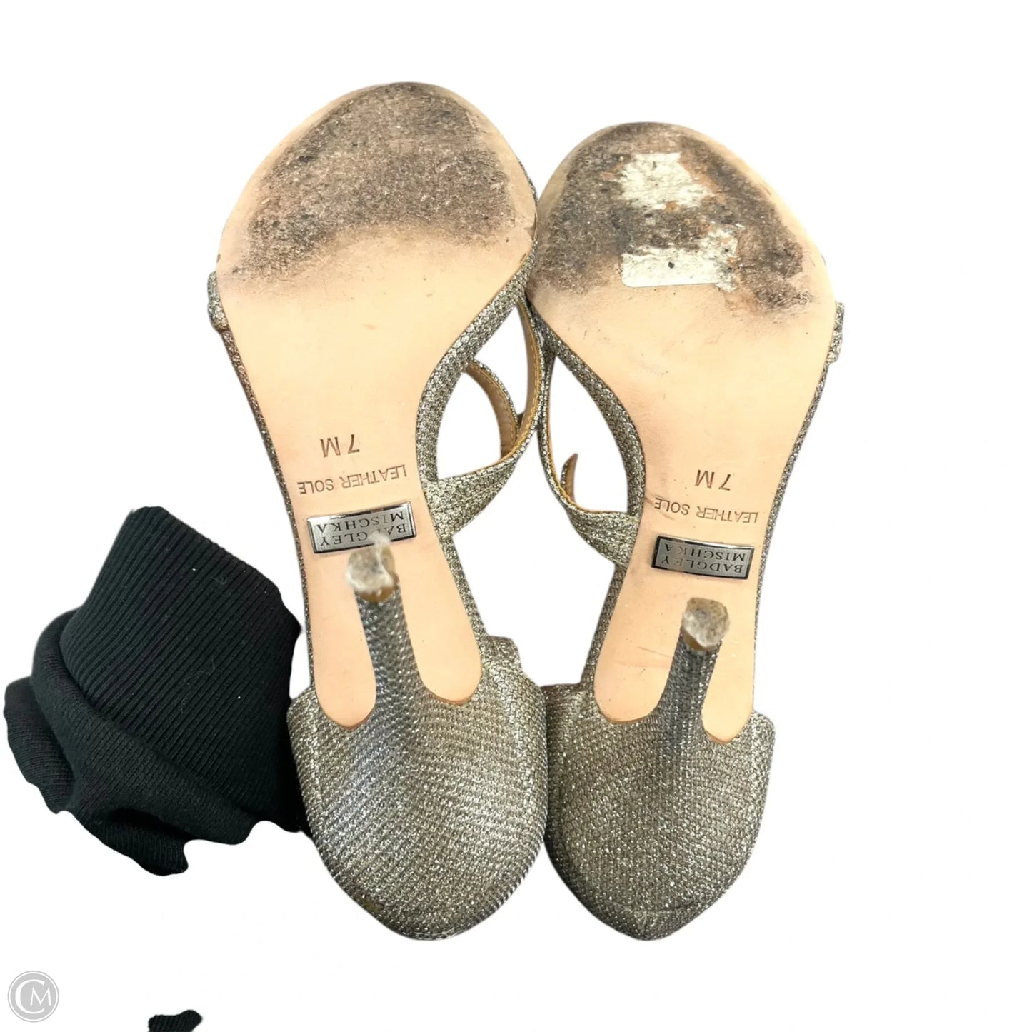 Sandals Heels Stiletto By Badgley Mischka In Gold & Silver, Size: 7