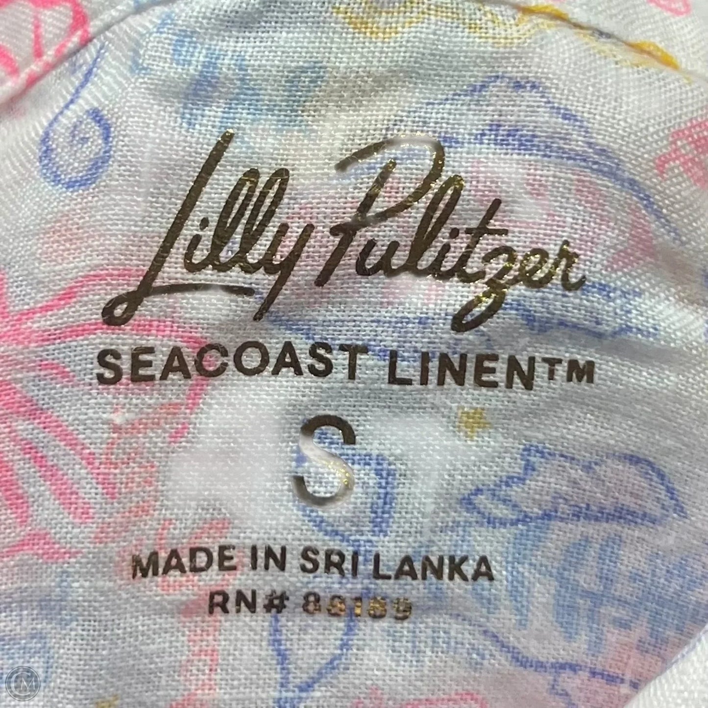 Top Long Sleeve Designer By Lilly Pulitzer In Pink & White, Size: S