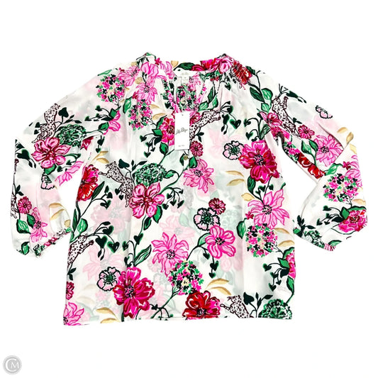 Top Long Sleeve Designer By Lilly Pulitzer In Green & Pink, Size: M