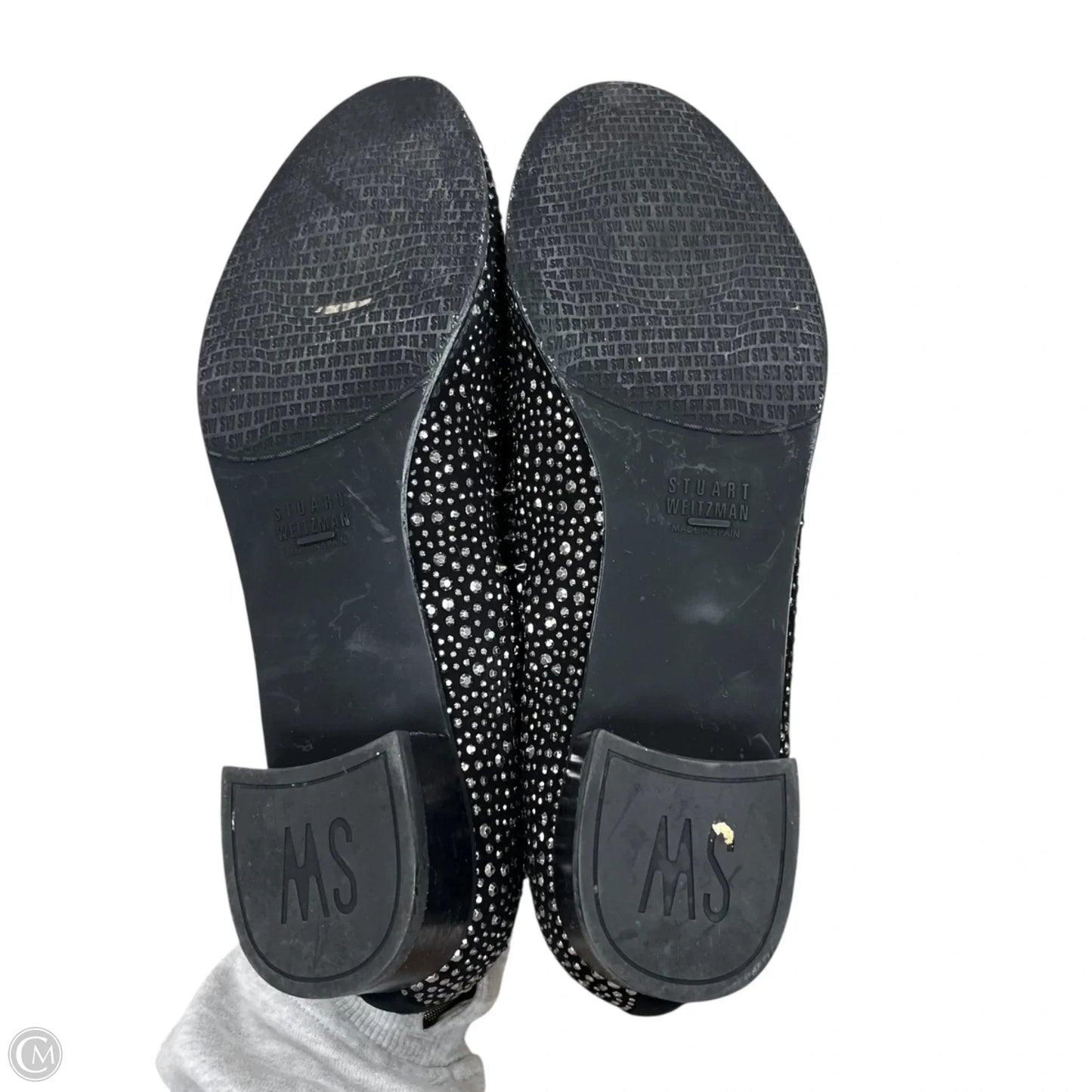 Shoes Designer By Stuart Weitzman In Black & Silver, Size: 10