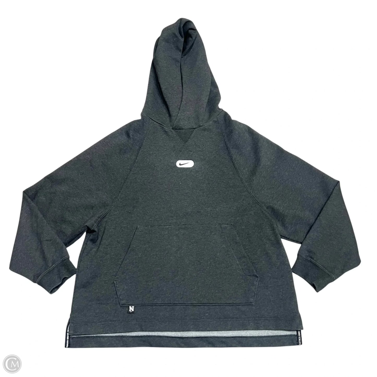 Athletic Sweatshirt Hoodie By Nike In Grey, Size: L