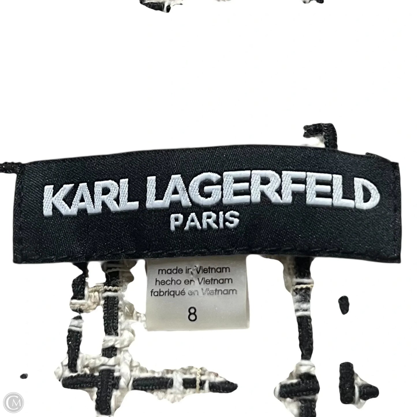 Blazer Designer By Karl Lagerfeld In Black & Tan, Size: M