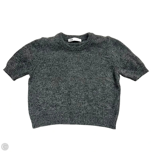 Sweater Short Sleeve By Zara In Grey, Size: S