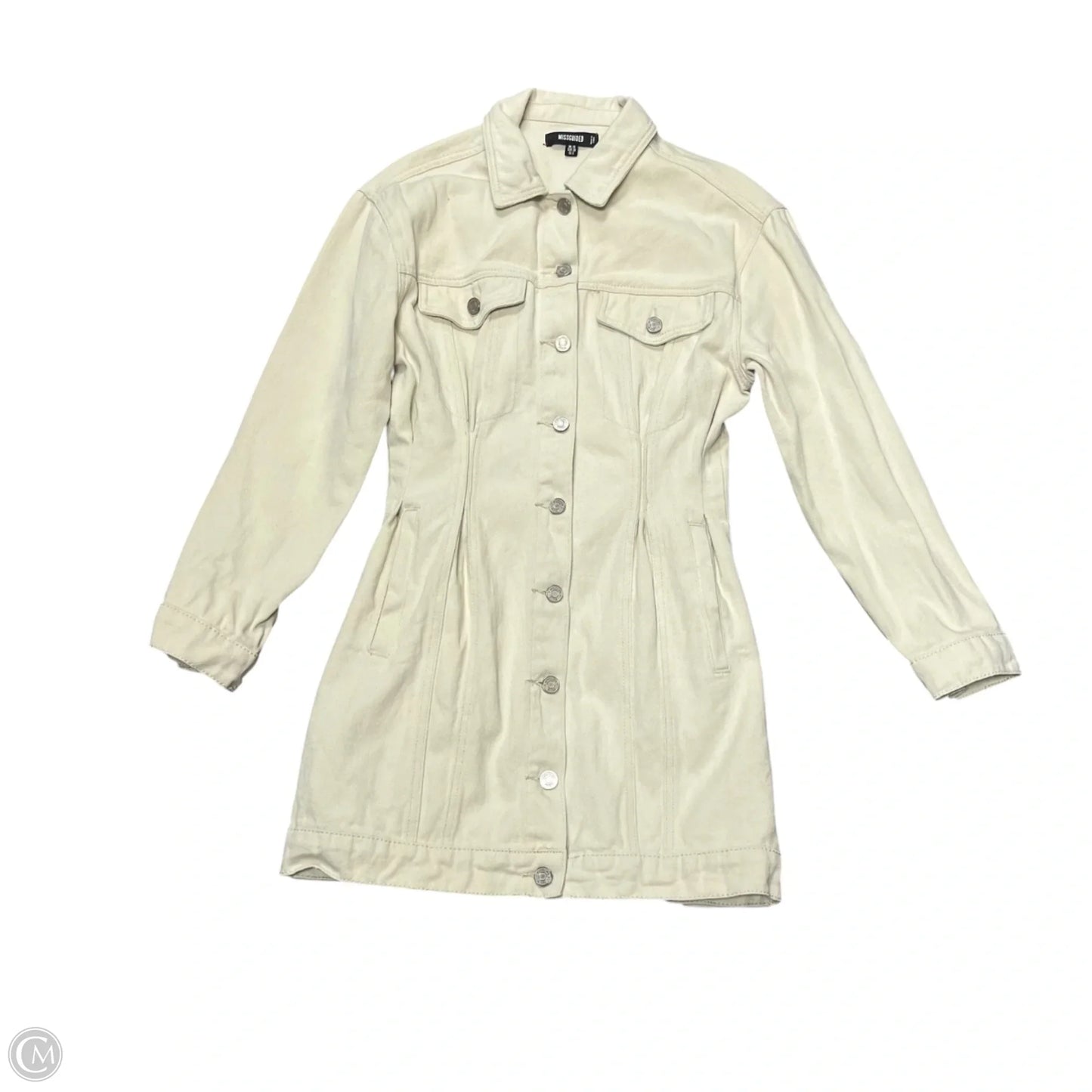Dress Casual Short By Missguided In Cream Denim, Size: S