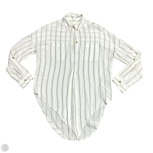Top Long Sleeve By Maeve In Tan & White, Size: Xs