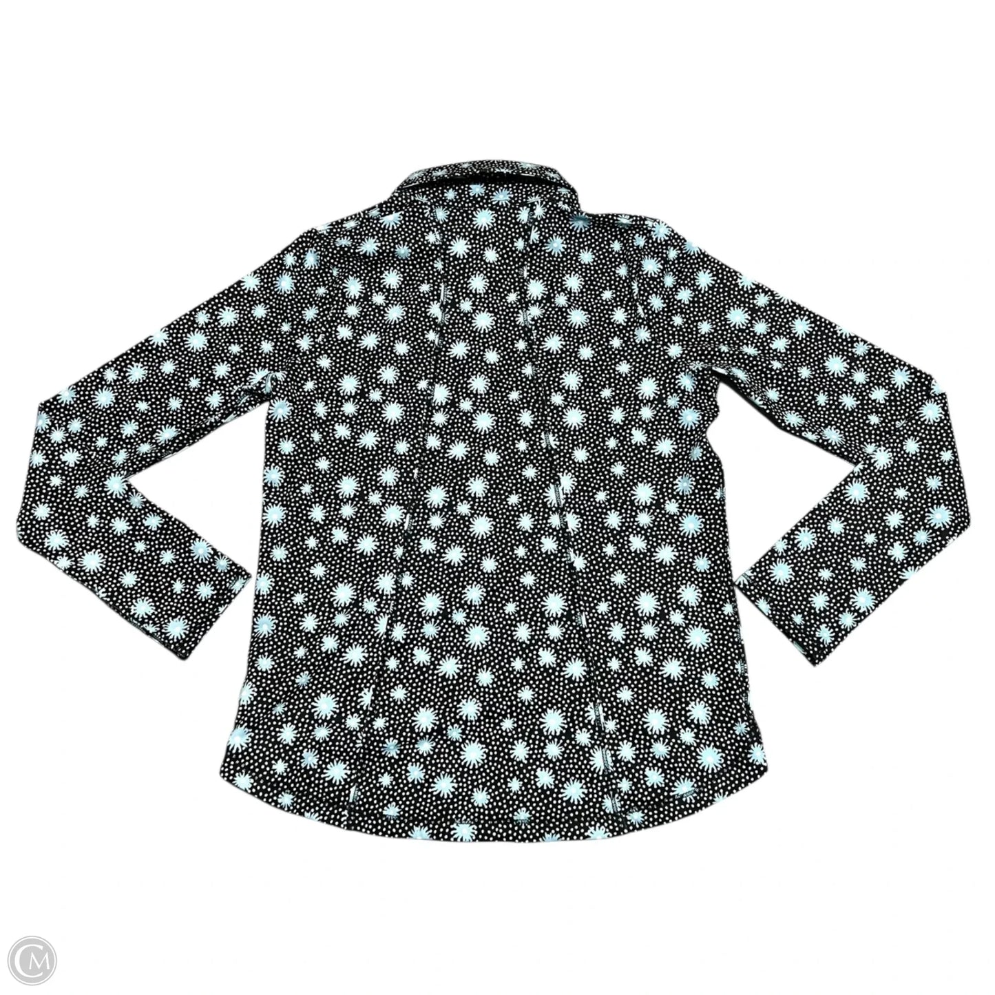Athletic Top Long Sleeve Collar By Belyn Key In Black & Blue, Size: S