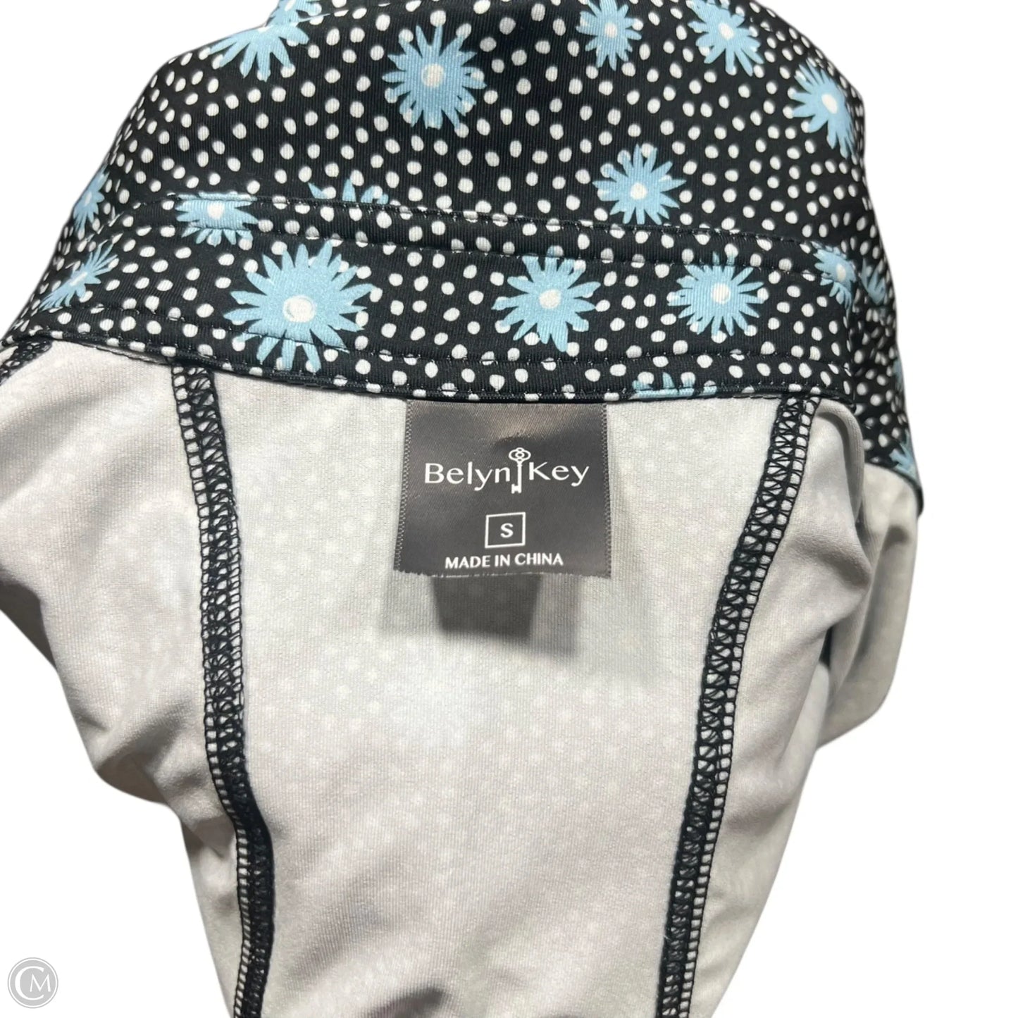 Athletic Top Long Sleeve Collar By Belyn Key In Black & Blue, Size: S