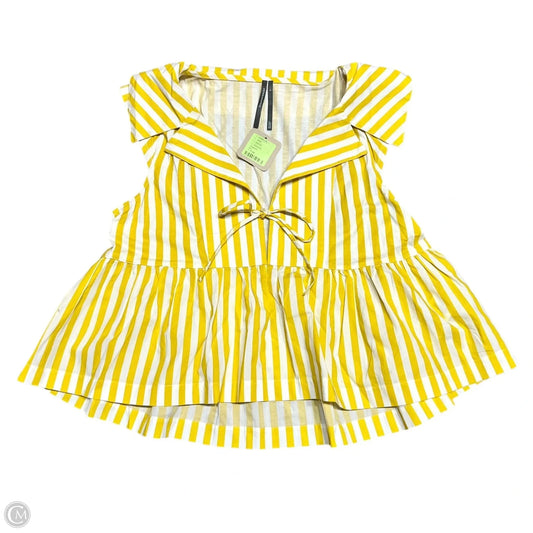 Top Sleeveless By Anthropologie In White & Yellow, Size: S