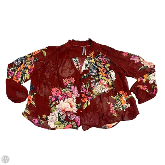 Top Long Sleeve By Anthropologie In Red, Size: M