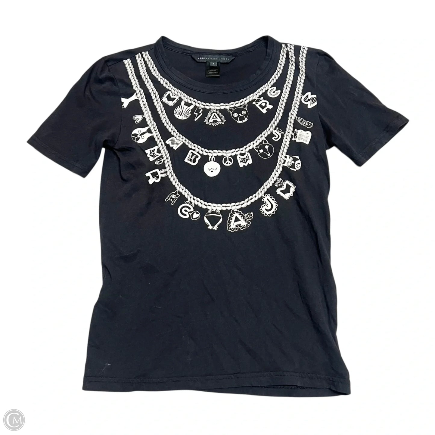 Top Short Sleeve Designer By Marc By Marc Jacobs In Black & Cream, Size: S