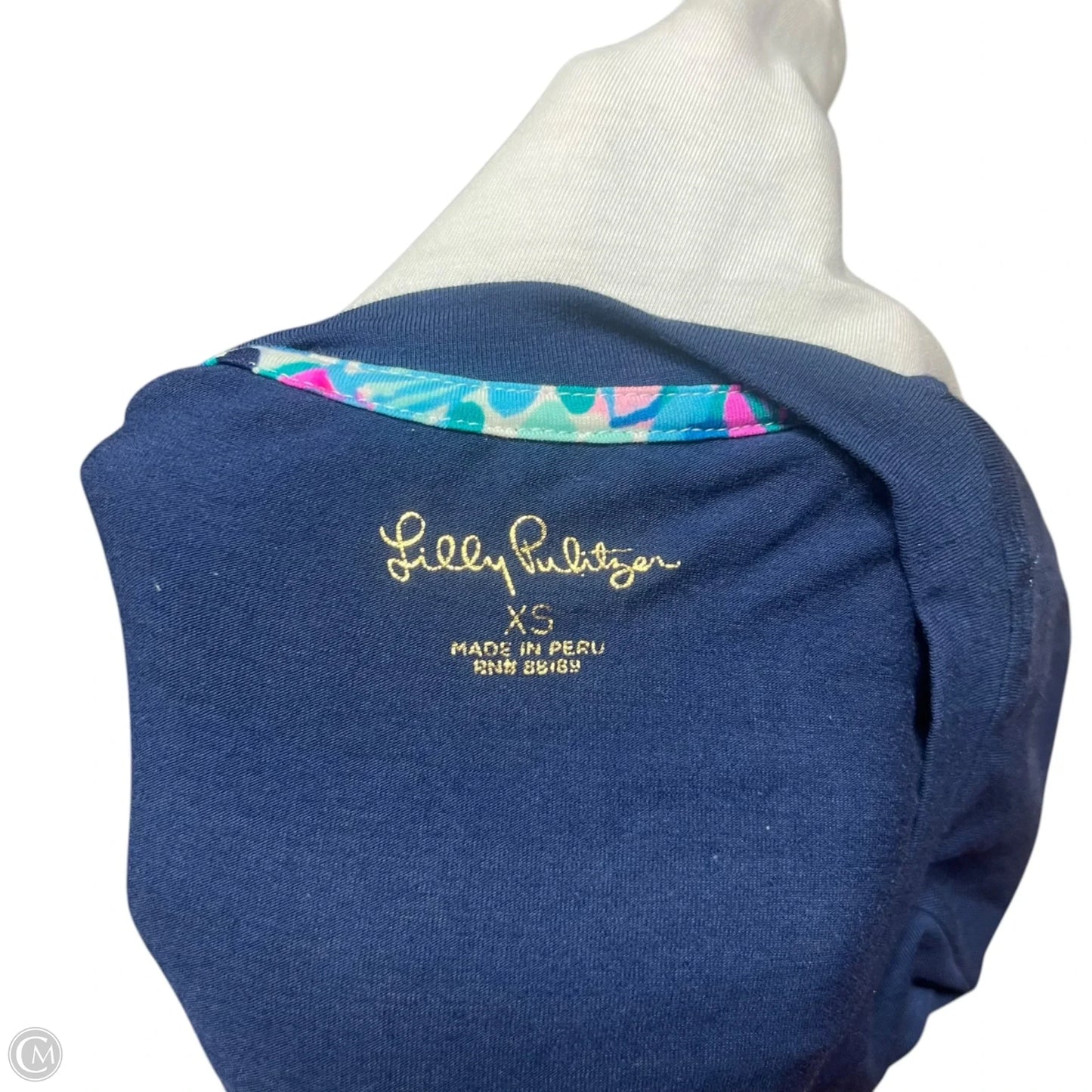 Top Long Sleeve Designer By Lilly Pulitzer In Blue & White, Size: Xs