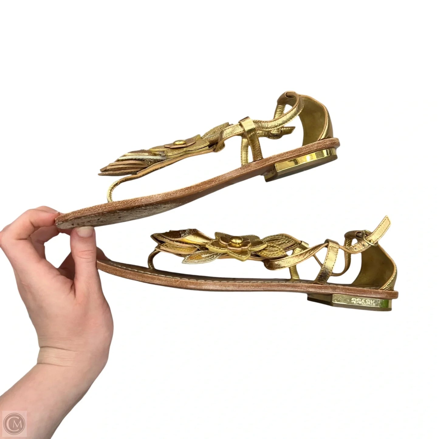 Sandals Designer By Coach In Gold, Size: 6.5