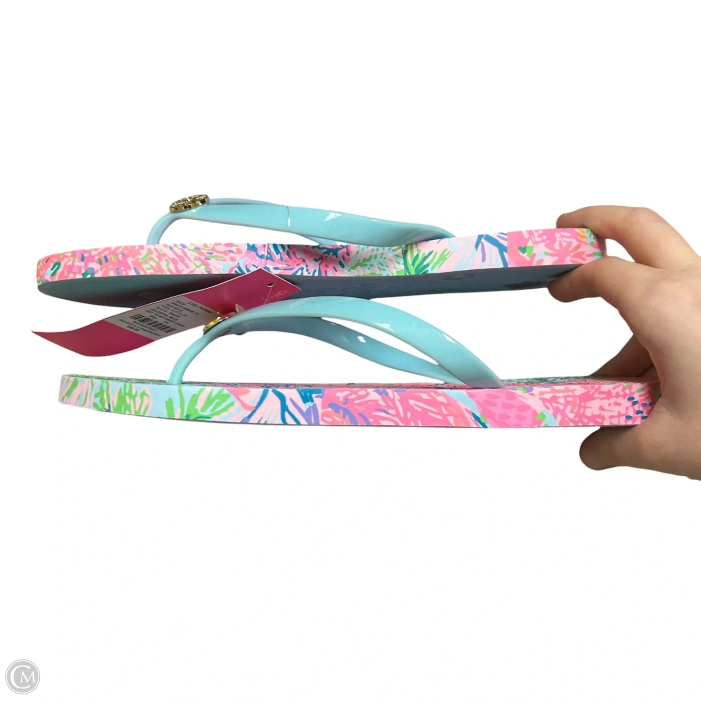 Sandals Designer By Lilly Pulitzer In Blue & Pink, Size: 7