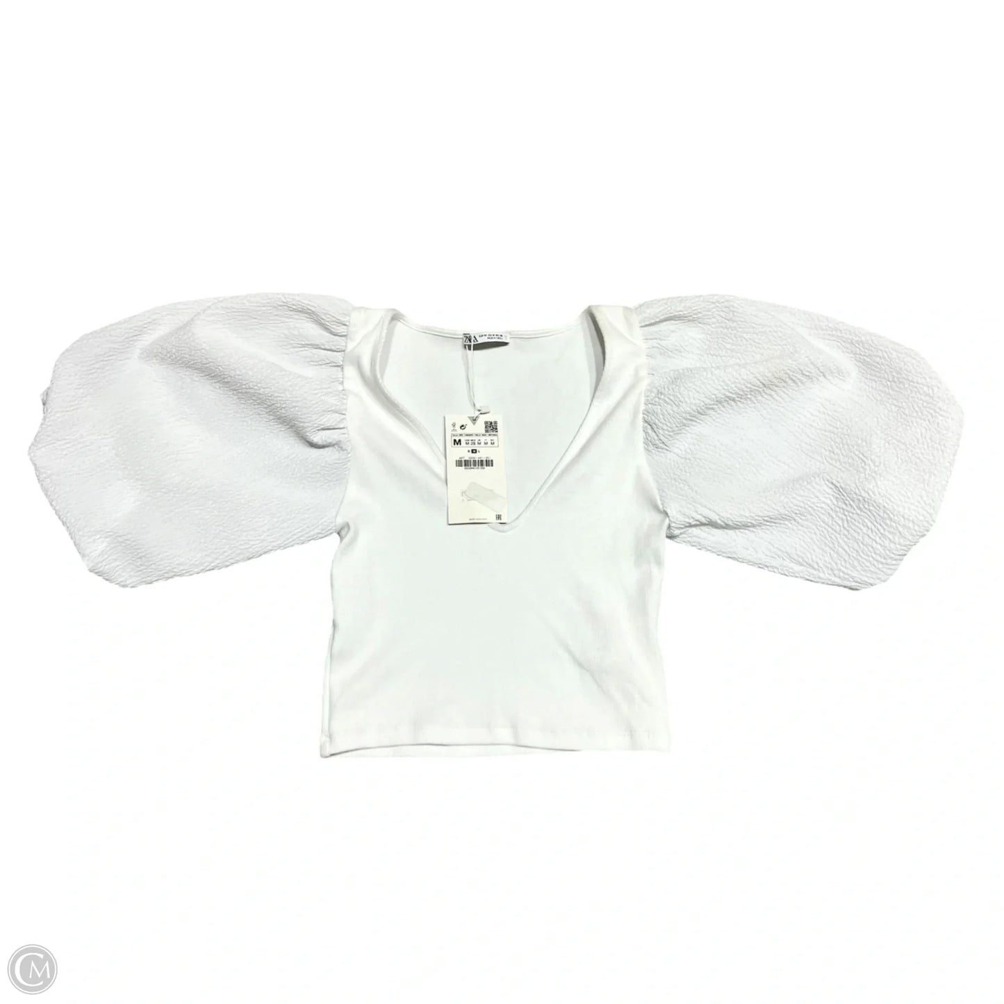 Top Short Sleeve By Zara In White, Size: M