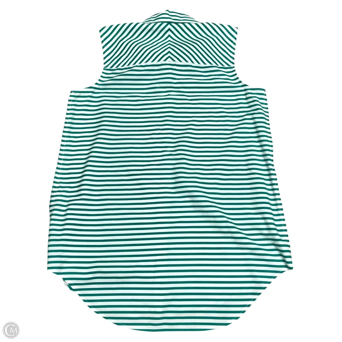 Top Sleeveless By Chicos In Green & White, Size: Xs
