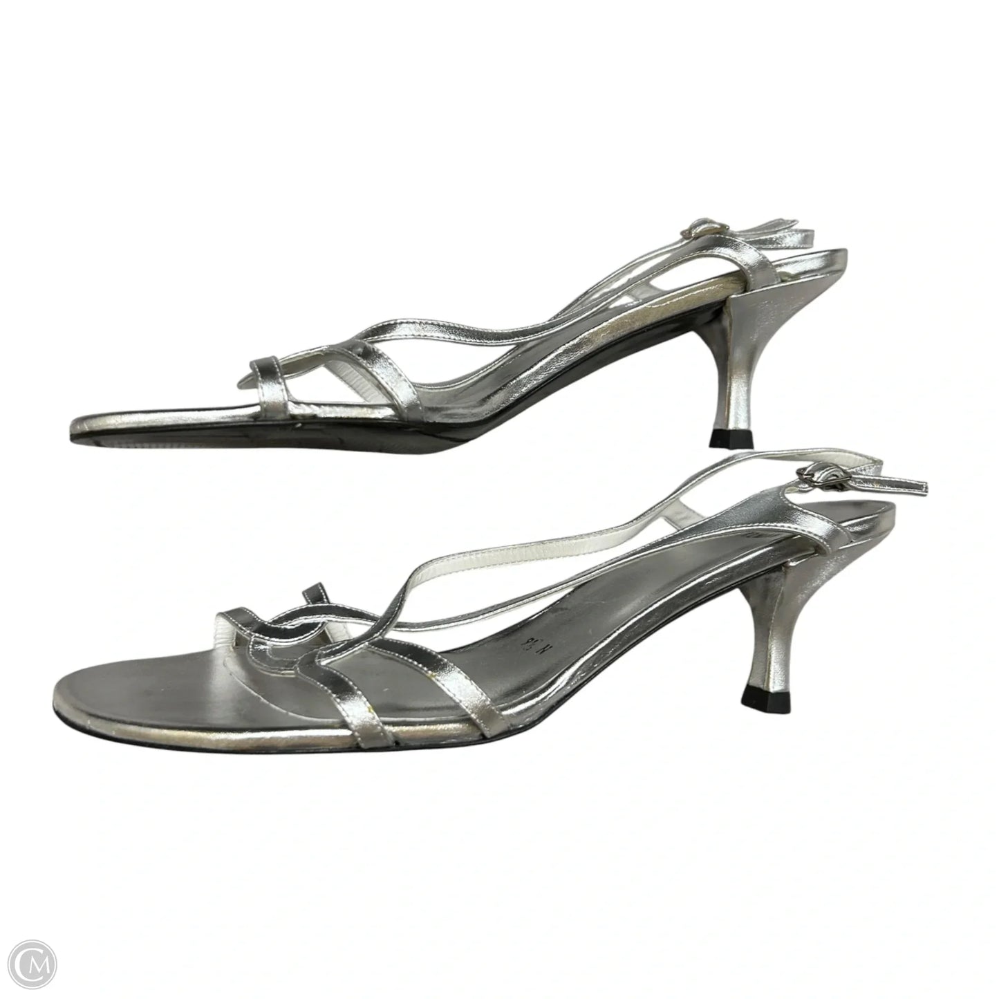 Sandals Designer By Stuart Weitzman In Silver, Size: 9.5