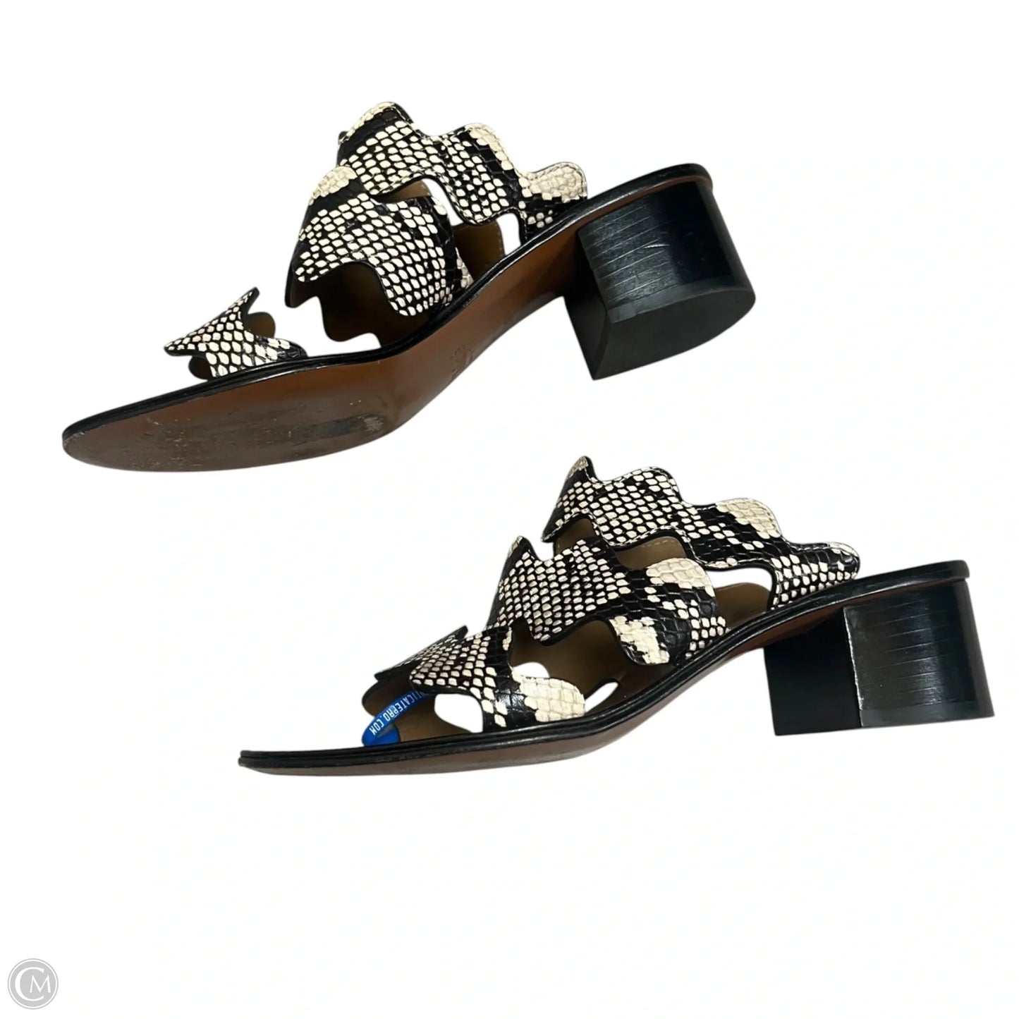 Sandals Luxury Designer By Chloe In Black & Cream, Size: 6