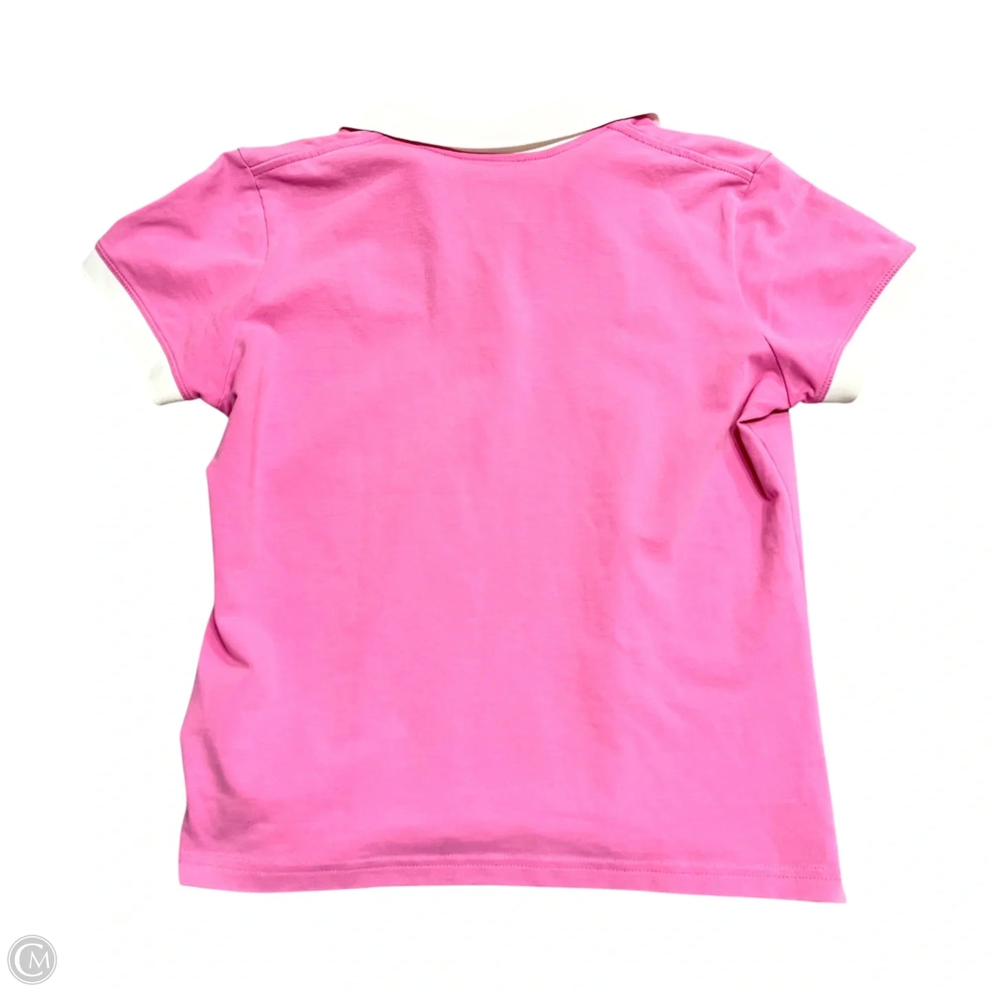 Top Short Sleeve Designer By Lilly Pulitzer In Pink & White, Size: M