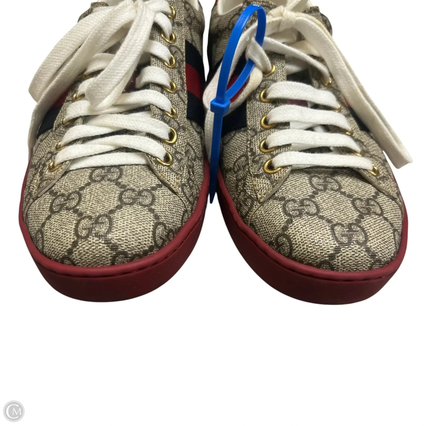Shoes Luxury Designer By Gucci In Blue & Red, Size: 6.5