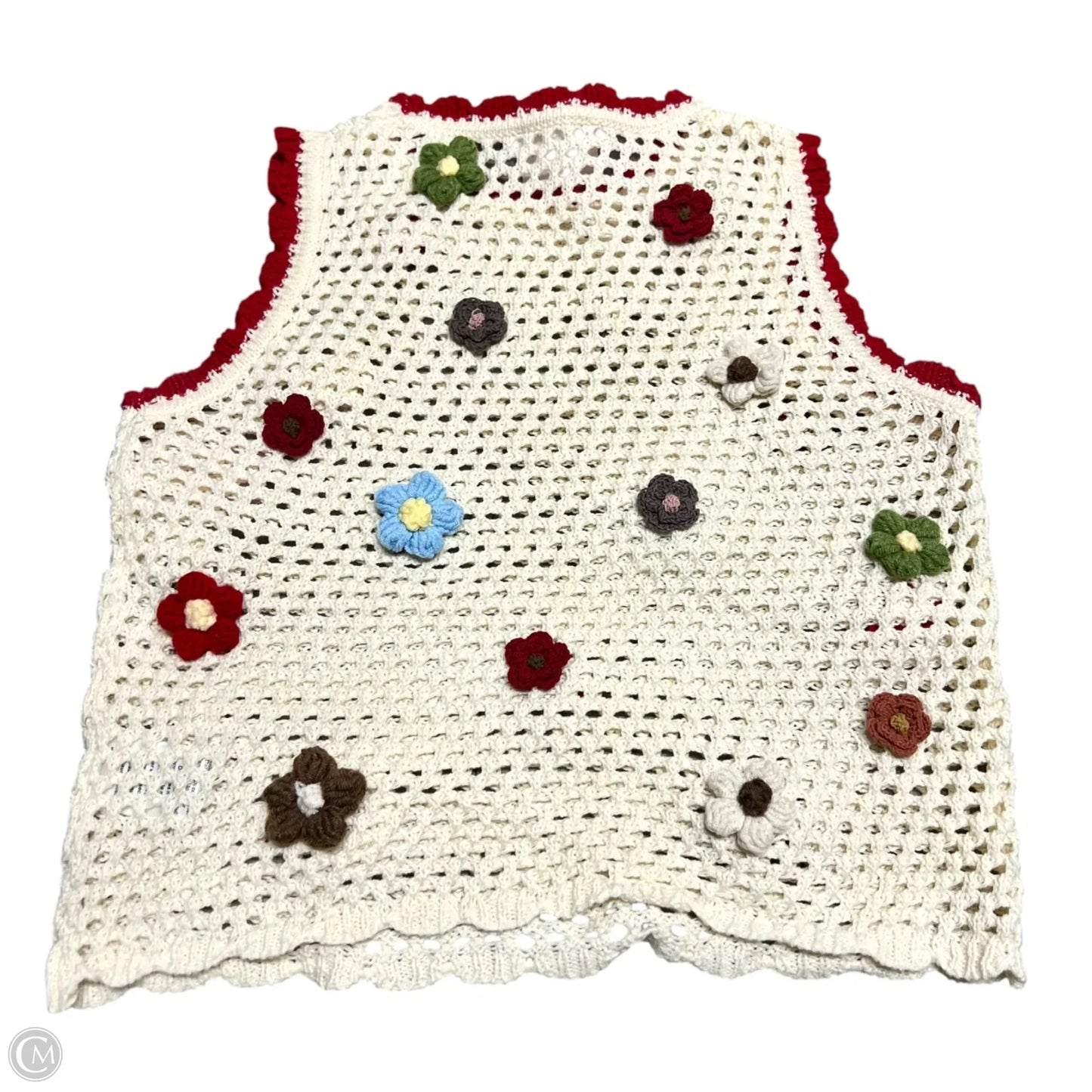 Top Sleeveless By Callahan In Cream & Red, Size: Xs