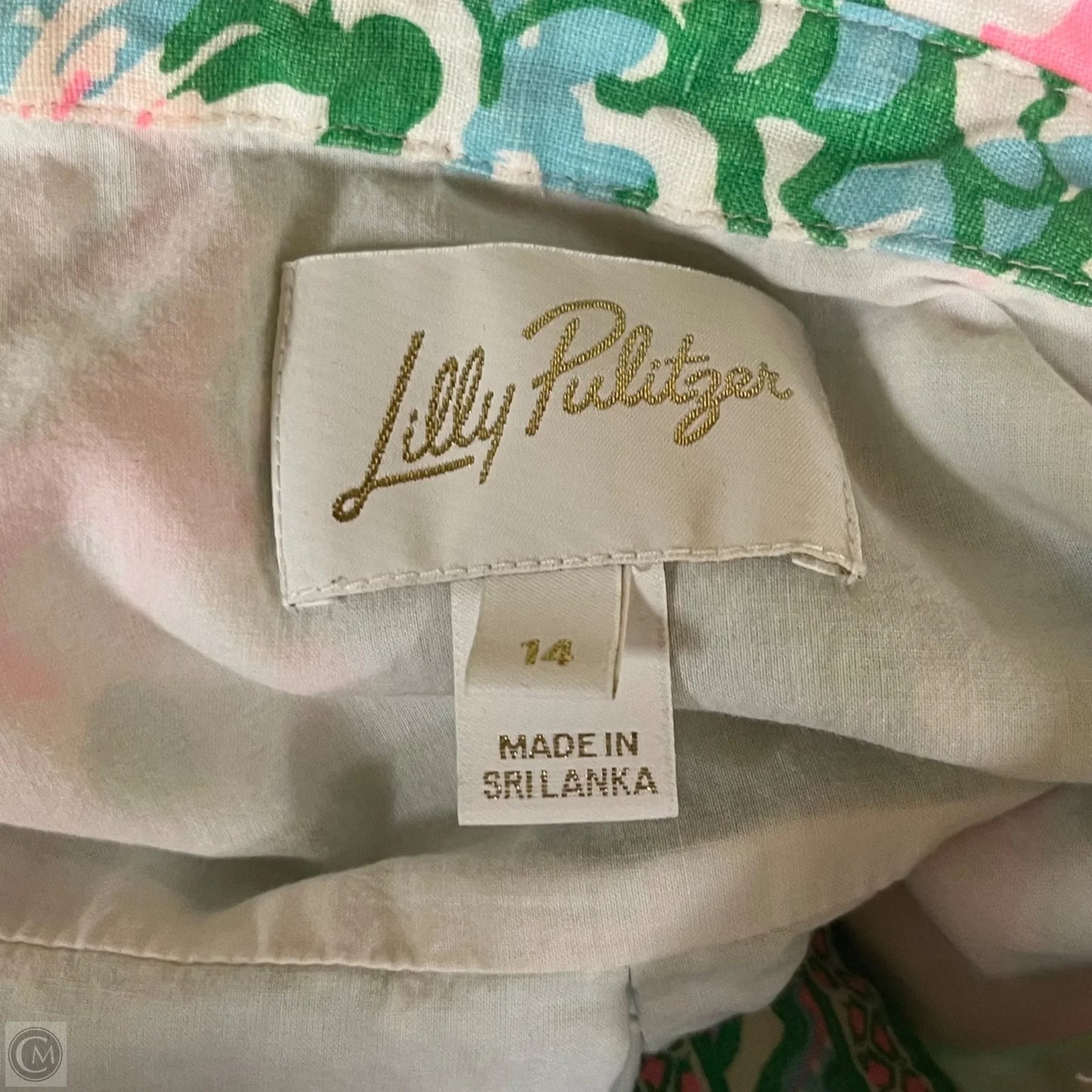 Dress Designer By Lilly Pulitzer In Cream & Green, Size: L