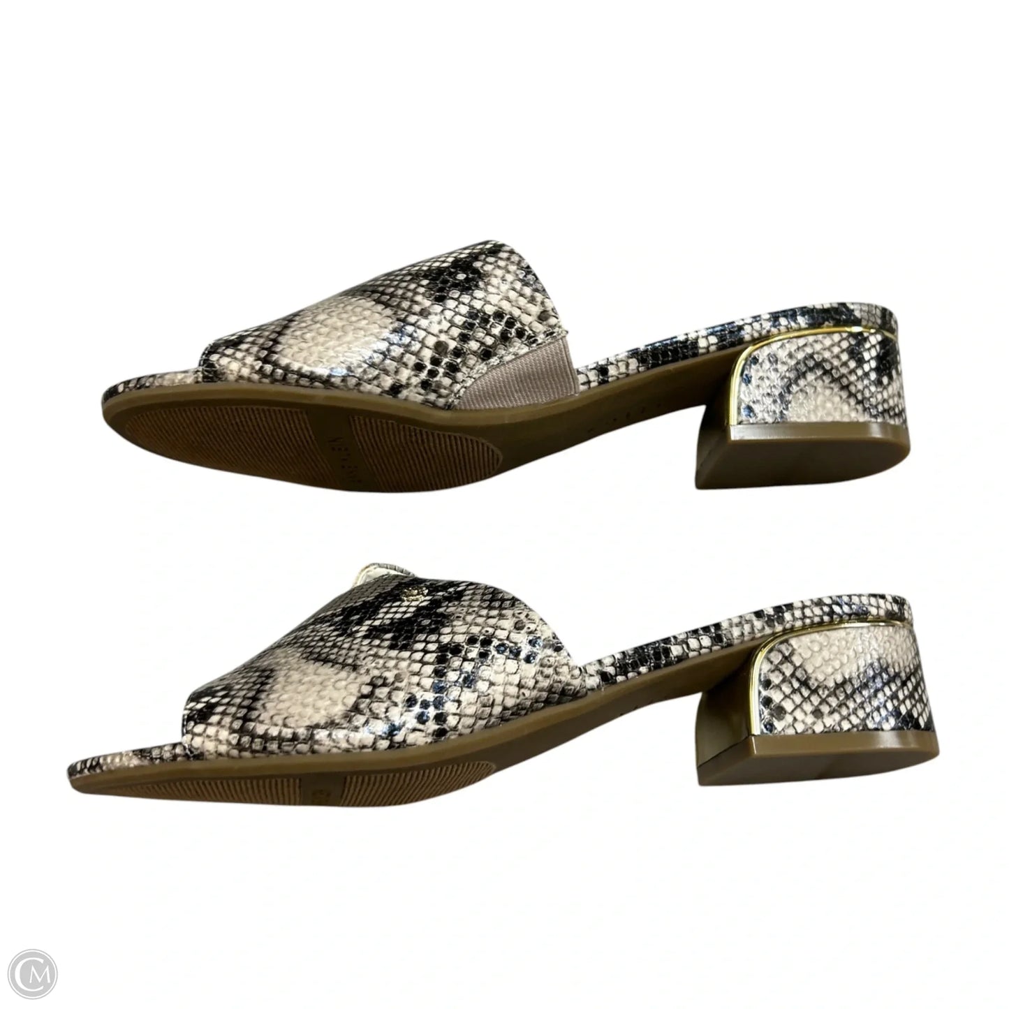Sandals Heels Block By Anne Klein In Snakeskin Print, Size: 7.5