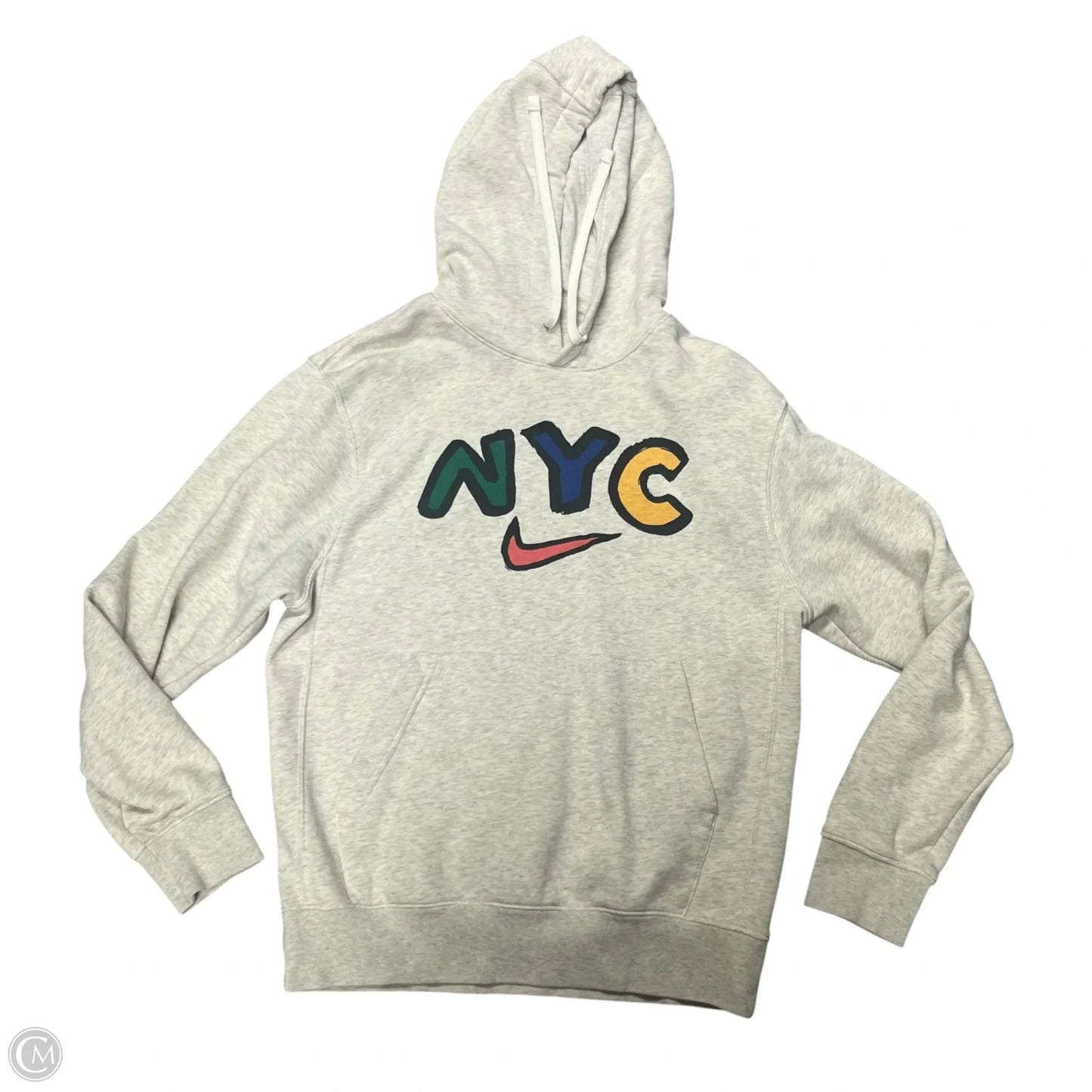 Athletic Sweatshirt Hoodie By Nike In Grey & Tan, Size: S