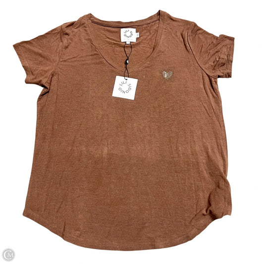 Top Short Sleeve By Lili Sidonio In Brown, Size: Xl