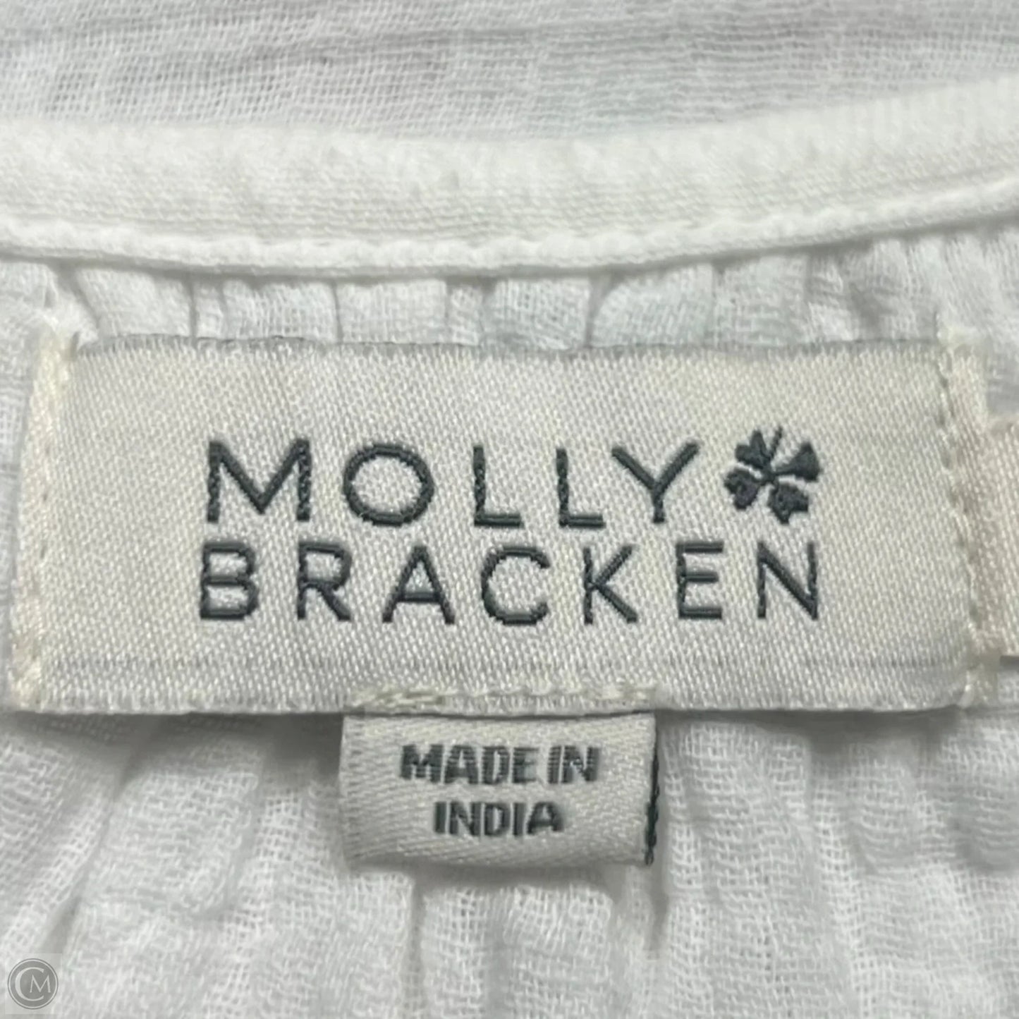 Top Long Sleeve By Molly Bracken In Green & White, Size: S