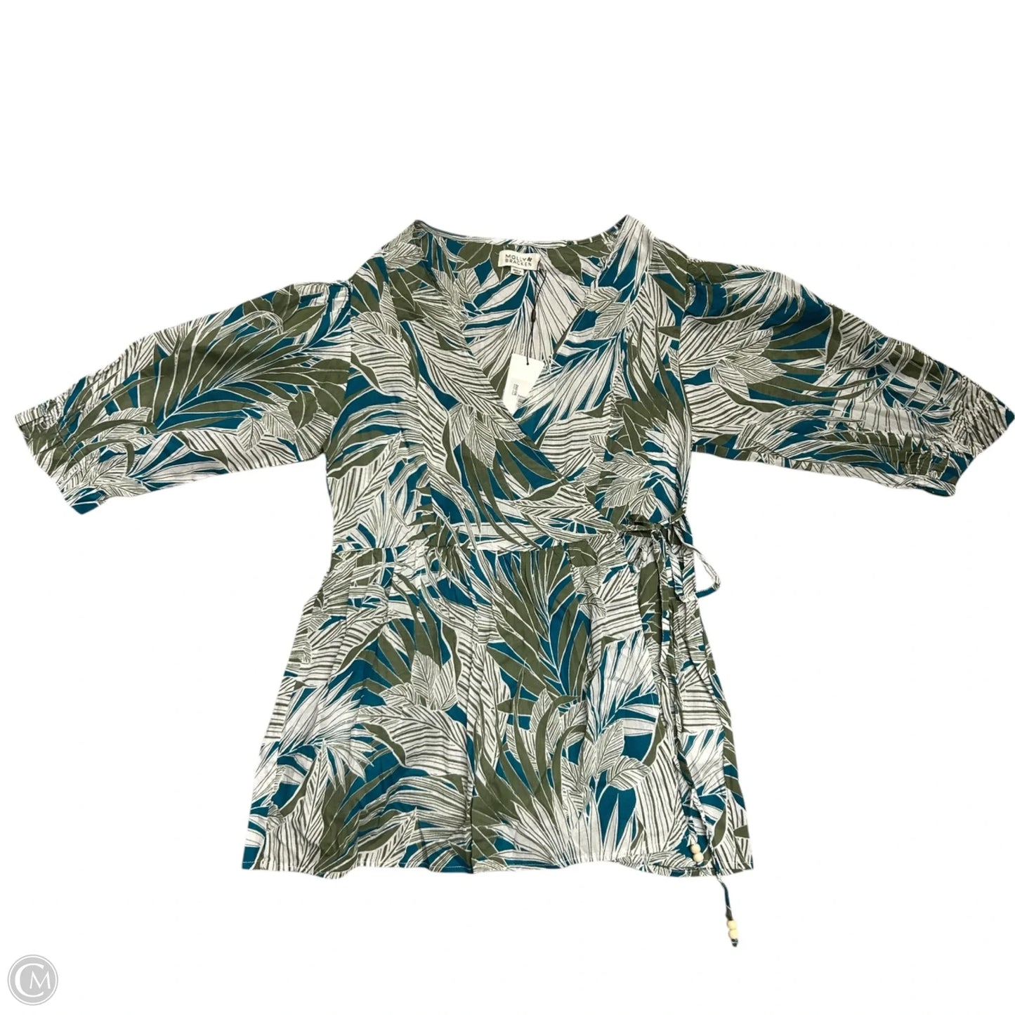 Top 3/4 Sleeve By Molly Bracken In Blue & Green, Size: Xs