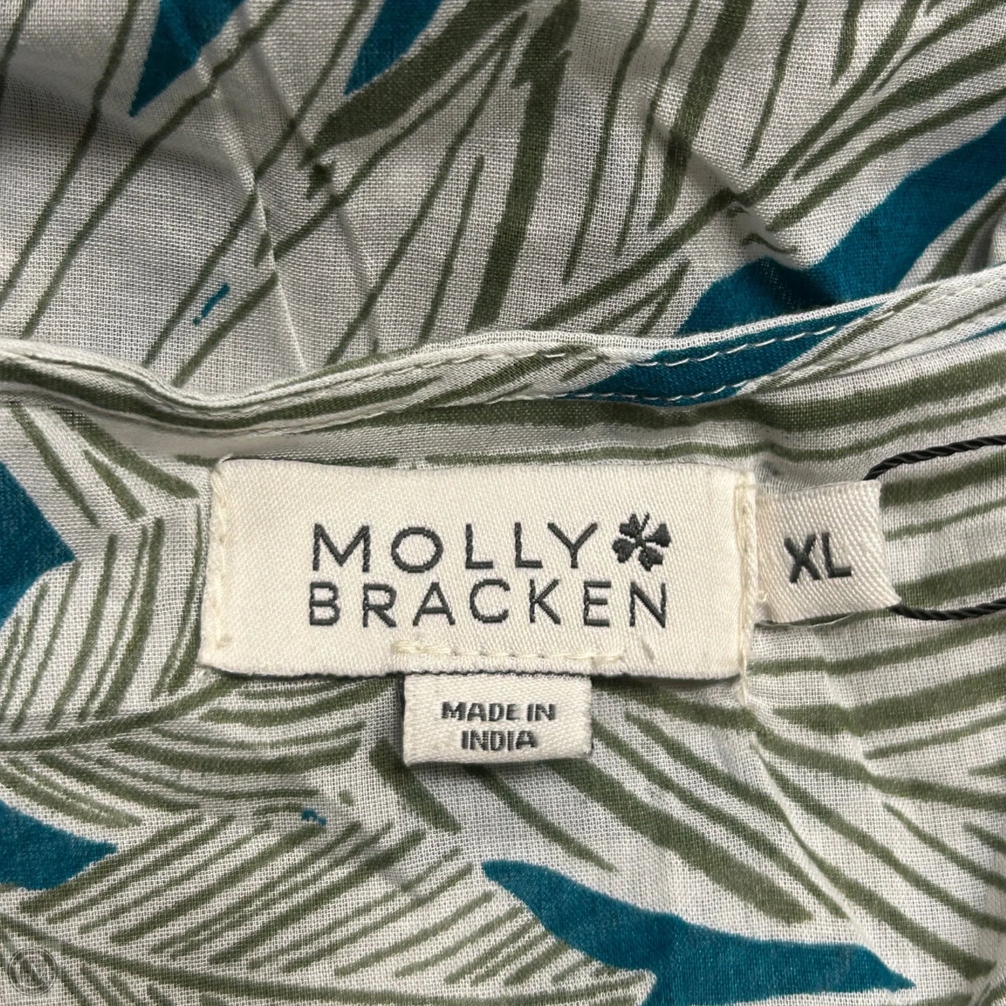 Top 3/4 Sleeve By Molly Bracken In Blue & Green, Size: Xl