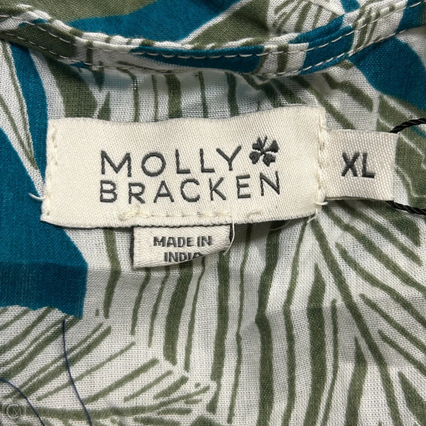 Top 3/4 Sleeve By Molly Bracken In Blue & Green, Size: Xl