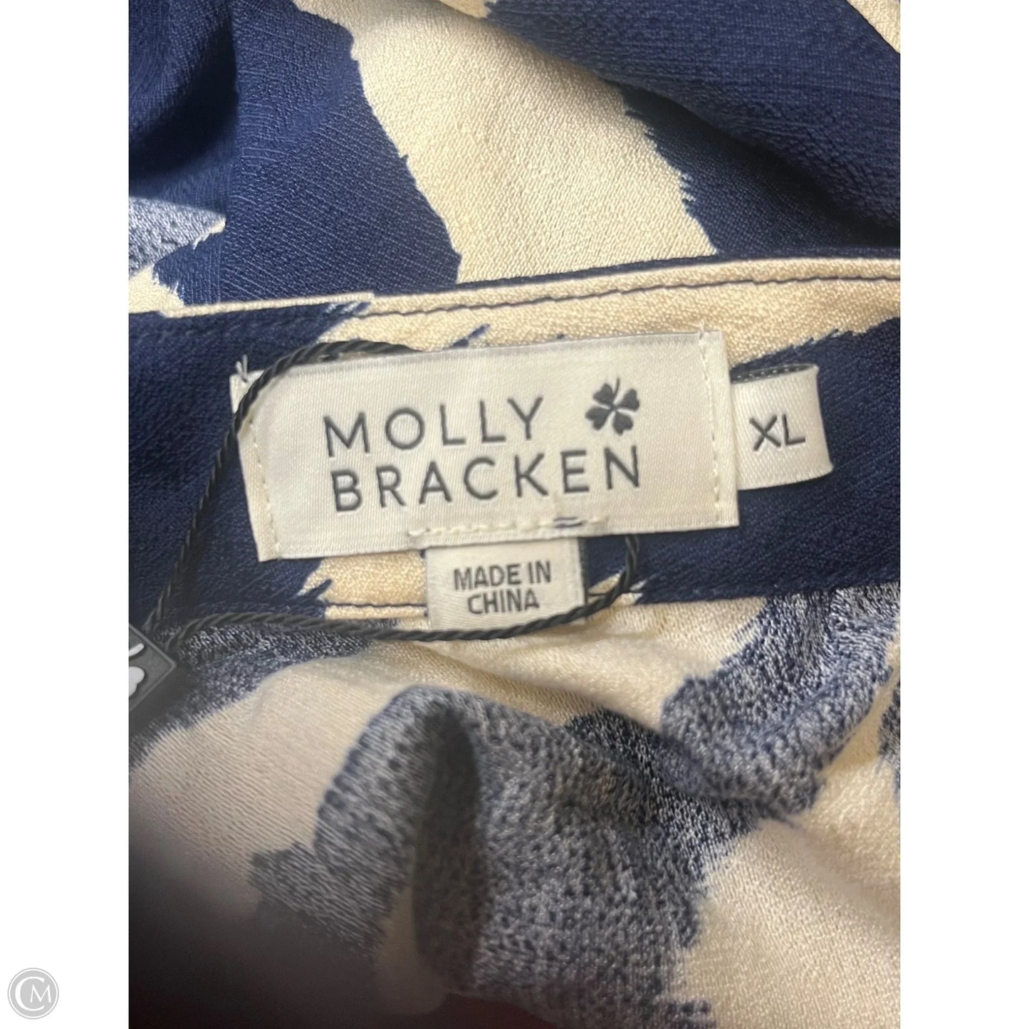 Top Sleeveless By Molly Bracken In Blue & Cream, Size: Xl